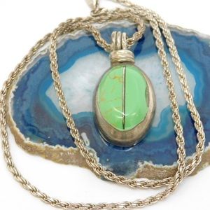 925 Taxco Mexico Genuine Green Turquoise Necklace